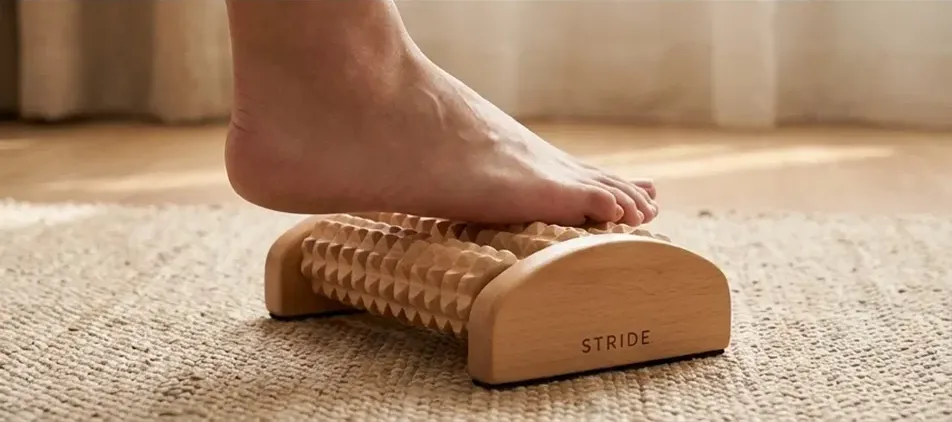 Tester using Stride foot roller